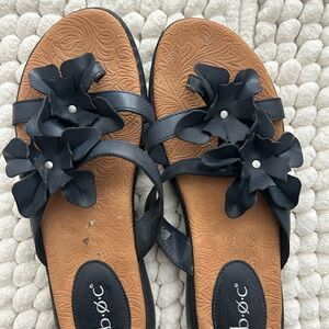 Black Floral Women's Sandals